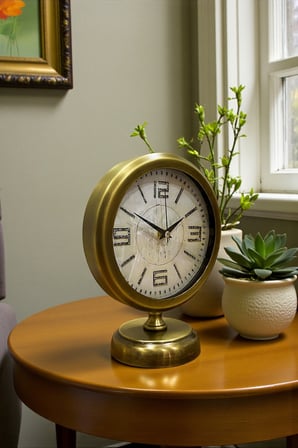 Premium Vintage 25 x 20 Cm Eskitme Metal Masa Saati