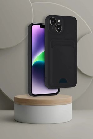 iPhone 14 Kılıf Kelvin Kartvizitli Silikon - Siyah