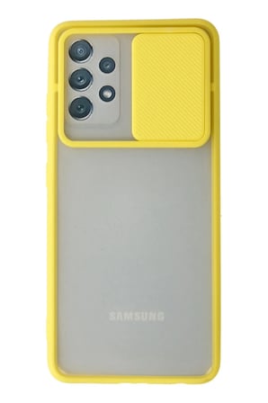 Mey İthalat  Samsung Galaxy A52 Kılıf Palm Buzlu Kamera Sürgülü Silikon - Sarı