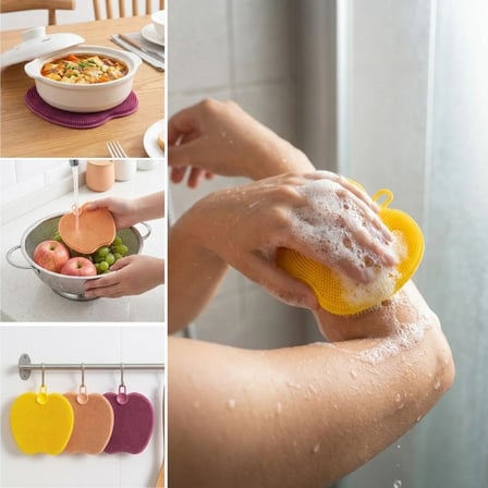 B Elma Şekilli Silikon Bulaşık Yıkama Matı – Çok Amaçlı Mutfak ve Banyo Süngeri