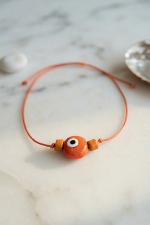 Mey İthalat Handmade Bohem Turuncu Nazar Kolye