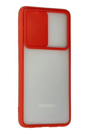 Samsung Galaxy A52 Kılıf Palm Buzlu Kamera Sürgülü Silikon - Kırmızı