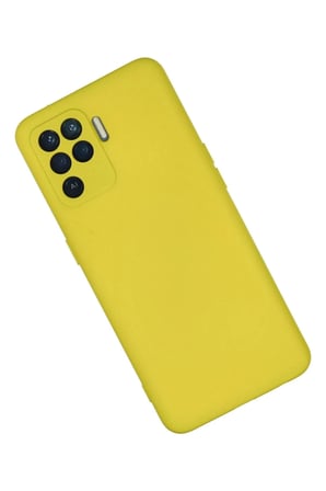 Reno 5 Lite Kılıf Nano içi Kadife Silikon - Sarı