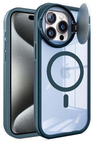 iPhone 15 Pro Kılıf Teleskop Lens Magsafe Silikon Kapak - Lacivert