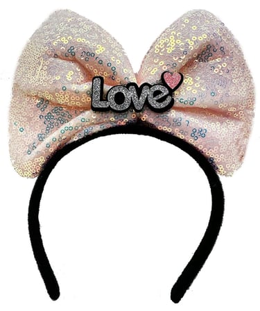 Mey İthalat Led Işıklı 3 Farklı Fonksiyonda Yanan Gümüş Love Yazılı Toz Pembe Fiyonk Taç 20X17 cm