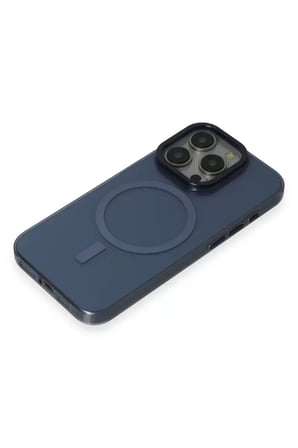 iPhone 15 Pro Max Kılıf Anka PC Magneticsafe Sert Metal Kapak - Lacivert