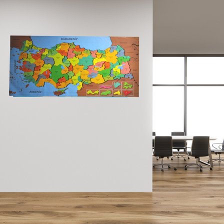 B Renkli Türkiye Haritası Manyetik Yapıştırıcı Gerektirmeyen Duvar Stickerı 118 CM * 56 CM