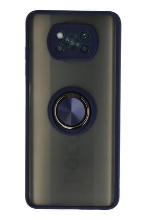 Pocophone X3 Kılıf Montreal Yüzüklü Silikon Kapak - Lacivert