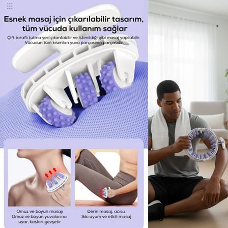 B 14 Tekerlekli 360° Selülit Karşıtı Masaj Aleti – Çıkarılabilir 3 Tekerleği Çıkarılabilen, Bacak, Kol ve Karın İçin Sıkılaştırıcı Masaj Rulosu