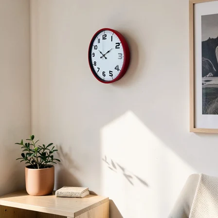Premium Kırmızı 36 Cm Duvar Saati