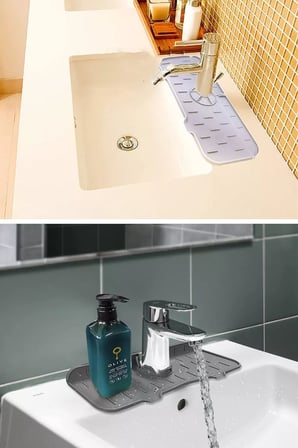 B Lavabo İçin Silikon Esnek Mat Musluk Sapı Damlama Tutucu Raf Mutfak Tezgahı Sıçrama Koruma