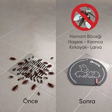 B Tavşan Desenli Gider Koku Önleyici Silikon Mat – Böcek ve Kötü Koku Engelleyici Lavabo Gider Kapağı
