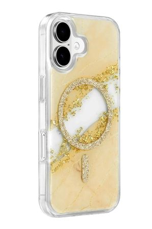 Mey İthalat   iPhone 16 Lotus Simli Magsafe Kapak - Gümüş