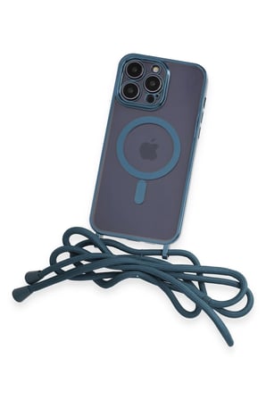 iPhone 12 Pro Max Kılıf Divo Lazer Askılı Magsafe Kapak - Sierra Blue