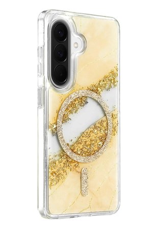 Mey İthalat  Samsung Galaxy A56 Lotus Simli Magsafe Kapak - Gümüş