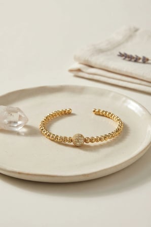 Mey İthalat Gold Renk Dorika Model Zirkon Taşlı Kadın Bileklik