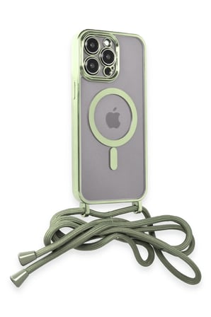 iPhone 12 Pro Max Kılıf Divo Lazer Askılı Magsafe Kapak - Koyu Yeşil