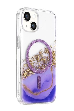 Mey İthalat   iPhone 15 Lotus Simli Magsafe Kapak - Mor