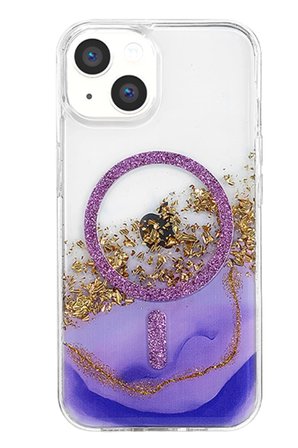 Mey İthalat   iPhone 15 Lotus Simli Magsafe Kapak - Mor