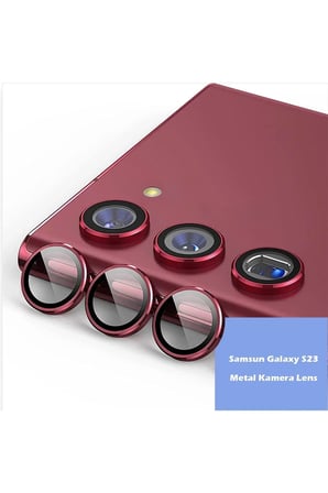 Mey İthalat  Samsung Galaxy S23 Plus Metal Kamera Lens - Kırmızı