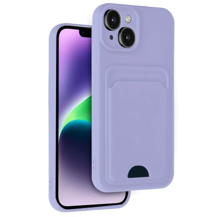 Mey İthalat  iPhone 14 Kılıf Kelvin Kartvizitli Silikon - Lila