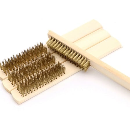 B Metal Telli Fırça Ahşap Saplı Pas Kir Sökme Temizleme Fırçası