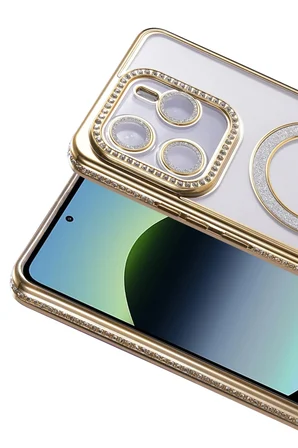 Mey İthalat   Redmi Note 14 4G Joke Simli Magneticsafe Kılıf - Gold