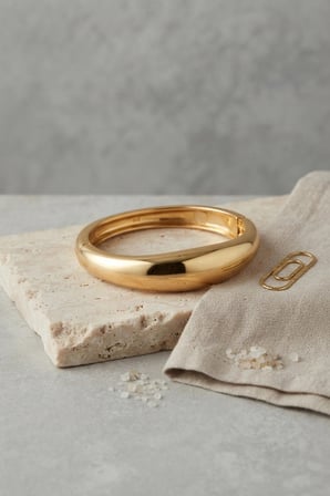 Mey İthalat Gold Renk Pirinç Bombe Model Vintage Kelepçe Bilezik
