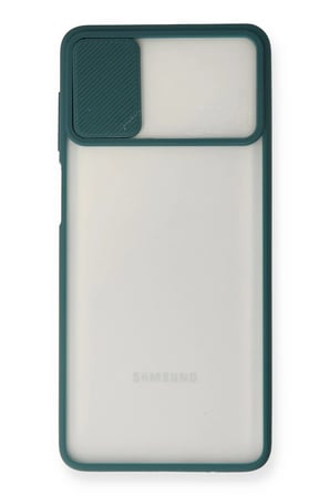 Mey İthalat  Samsung Galaxy M51 Kılıf Palm Buzlu Kamera Sürgülü Silikon - Yeşil