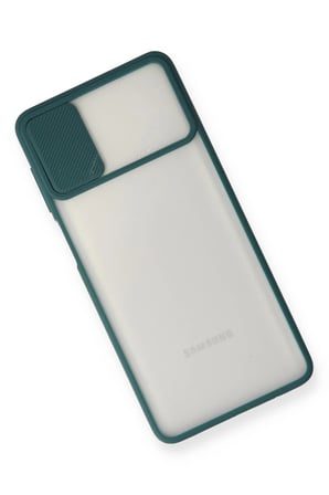 Mey İthalat  Samsung Galaxy M51 Kılıf Palm Buzlu Kamera Sürgülü Silikon - Yeşil