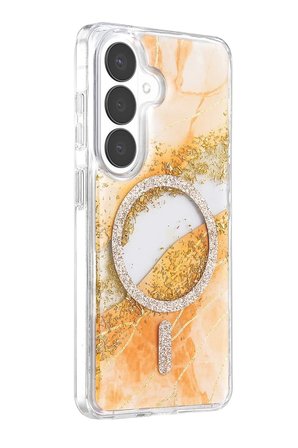 Mey İthalat  Samsung Galaxy S26 Lotus Simli Magsafe Kapak - Turuncu