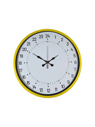36 Cm Sarı 24 Saat Göstergeli Özel Tasarım Duvar Saati