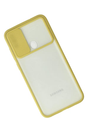 Mey İthalat  Samsung Galaxy A11 Kılıf Palm Buzlu Kamera Sürgülü Silikon - Sarı
