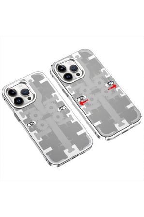 iPhone 14 Pro Kılıf Mekanik Bumper Kapak - Gümüş