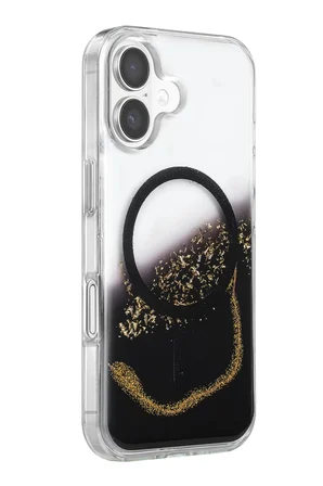 Mey İthalat   iPhone 16 Lotus Simli Magsafe Kapak - Siyah