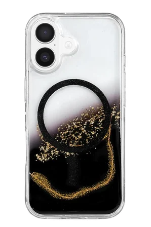 Mey İthalat   iPhone 16 Lotus Simli Magsafe Kapak - Siyah