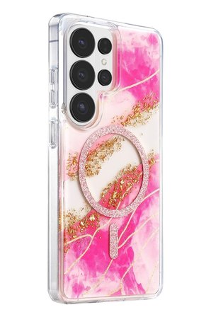 Mey İthalat  Samsung Galaxy S26 Ultra Lotus Simli Magsafe Kapak - Pembe