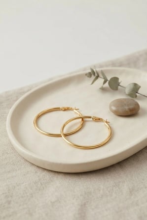 Mey İthalat 316L Çelik Gold Renk 36 mm Halka Küpe