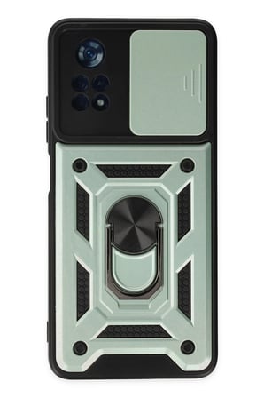 Poco X4 Pro 5G Kılıf Pars Lens Yüzüklü Silikon - Yeşil