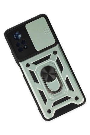 Poco X4 Pro 5G Kılıf Pars Lens Yüzüklü Silikon - Yeşil