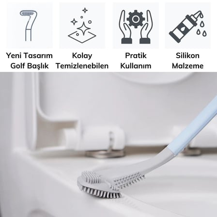 B Golf Tasarımlı Silikon WC Klozet Mutfak Temizlik Fırçası Kanca Hediyeli