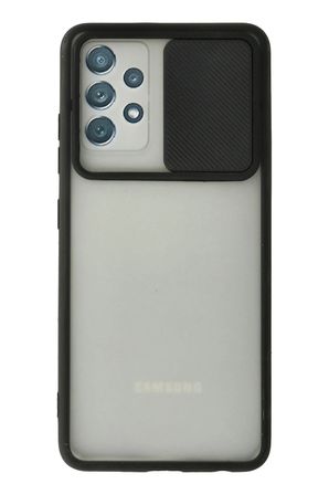 Samsung Galaxy A72 Kılıf Palm Buzlu Kamera Sürgülü Silikon - Siyah