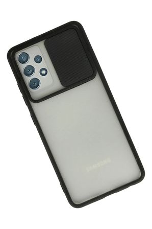 Samsung Galaxy A72 Kılıf Palm Buzlu Kamera Sürgülü Silikon - Siyah