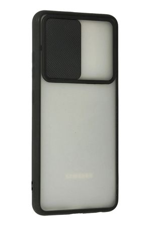Samsung Galaxy A72 Kılıf Palm Buzlu Kamera Sürgülü Silikon - Siyah