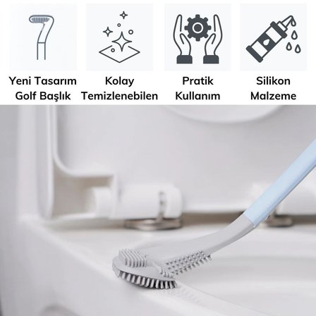 B Golf Tasarımlı Silikon WC Klozet Mutfak Temizlik Fırçası Kanca Hediyeli