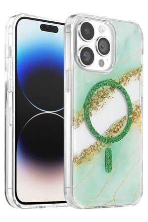 Mey İthalat   iPhone 15 Pro Max Lotus Simli Magsafe Kapak - Yeşil
