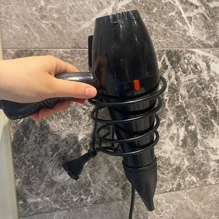B Kendiliğinden Yapışkanlı Siyah Paslanmaz Metal Fön Makinesi Askısı Saç Kurutma Makinesi Tutacağı