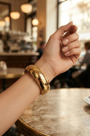 Mey İthalat Gold Renk Pirinç Vintage Kalın Kelepçe Bilezik