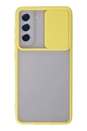 Samsung Galaxy S21 FE Kılıf Palm Buzlu Kamera Sürgülü Silikon - Sarı