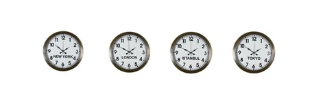 Antique Time Eskitme 4’lü Metal 36 cm Dünya Duvar Saatleri